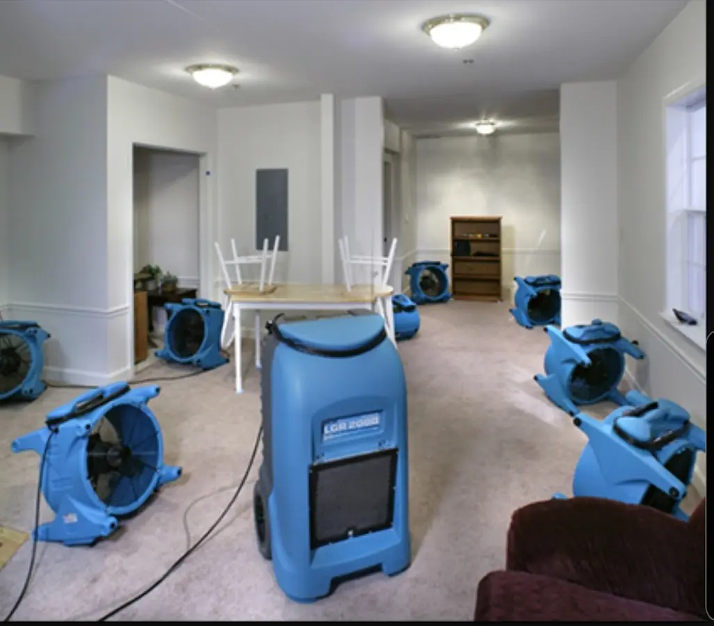 Air movers and dehumidifier setup for Water Damage Restoration in Enterprise